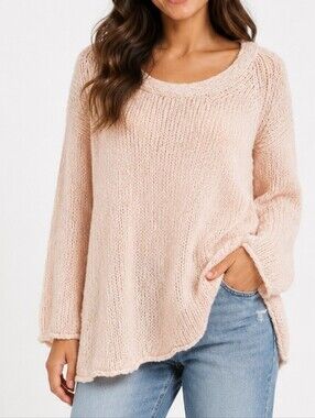 J. Jill Beige Knit Cotton Blend Sweater L